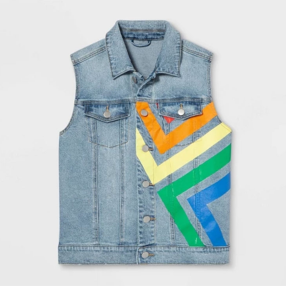 Rainbow Denim Vest - Indigo